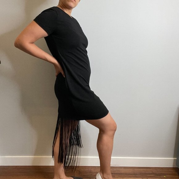 RD Style T-Shirt Dress with Fringe -S- - Picture 4 of 7